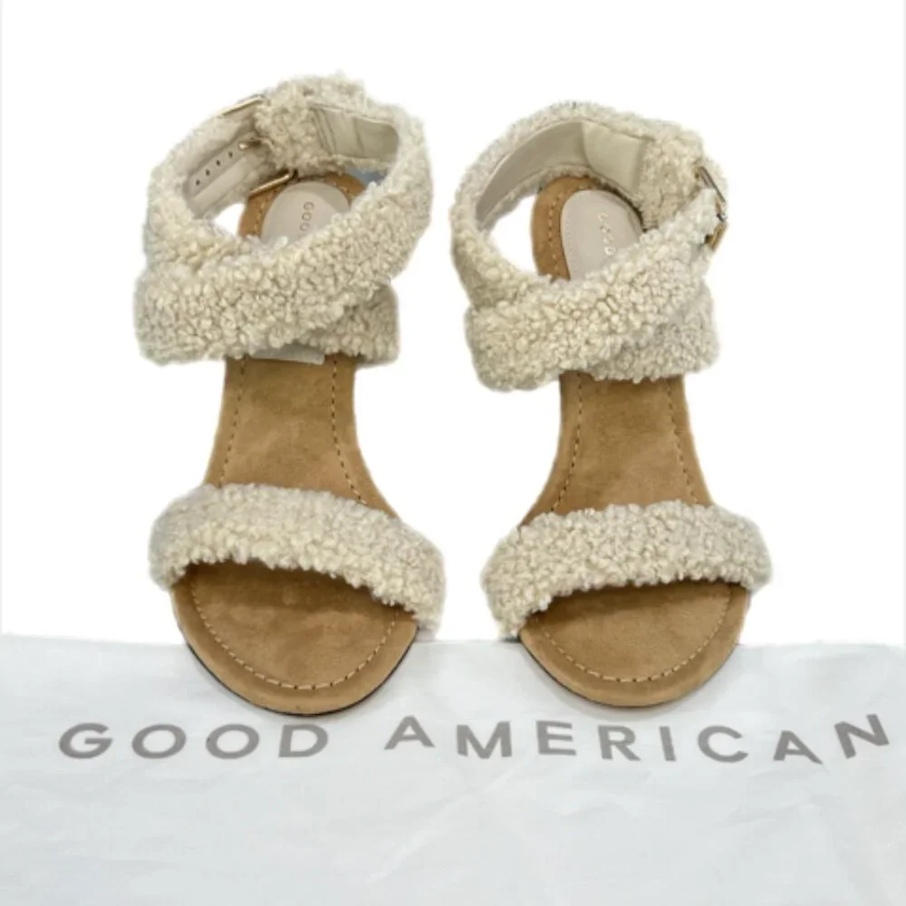 Good American Sherpa Sandals Heels Size 7 - Picture 6 of 7